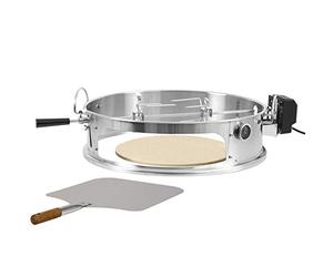 BBQ-Toro Kit de cuisson à pizza en acier inoxydable avec tournebroche, insert à pizza et tournebroche pour barbecue sphérique Ø 57 cm