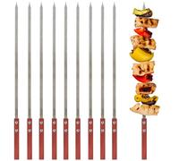 BBQ-Toro Lot de 10 brochettes de barbecue en acier inoxydable avec manche en bois - 50 cm - Brochettes pour barbecue - Chachlyk Mangal, tournebrochettes - Accessoires de barbecue