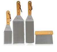 BBQ-Toro Lot de 4 spatules en Acier Inoxydable - Plancha - Ensemble d'accessoires pour Barbecue - avec palettes d'angle et spatule - Ensemble de Couverts de Barbecue Teppanyaki