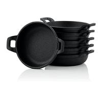 BBQ-Toro Lot de 6 Poêles à Barbecue en Fonte - Diamètre 13 cm - Pré-cuites et Pré-brûlées