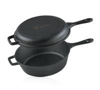 BBQ-Toro Marmite en fonte avec couvercle de poêle | 4,4 litres - noir | Casserole en fonte, poêle à frire | déjà brûlé - preseasoned | marmite, casserole, brasero