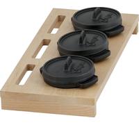 BBQ-Toro Mini Dutch Oven Set avec support en bois | 3 x Ø 11 cm | Casseroles en fonte