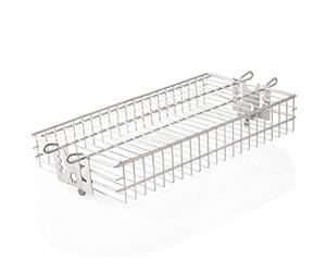 BBQ-TORO Panier de Cuisson Plat pour tournebroche | Universel | Acier Inoxydable | Cage pour rôtissoire | Hauteur Ajustable sur 4 Niveaux