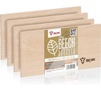 BBQ-Toro Planche à fumer 100 % bois de hêtre (4 pièces) | 30 x 15 x 1 cm | Griller