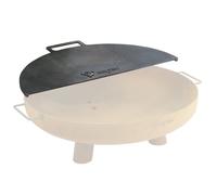 BBQ-Toro Plaque de cuisson en acier au carbone pour brasero de 60 cm de diamètre - Demi-ronde avec poignée - Gris - Accessoire de barbecue pour brasero, plaque à feu - Accessoires de brasero, tonneau