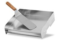 BBQ-Toro Plaque de cuisson en acier inoxydable avec spatule pour barbecue - 32 x 28 cm - Set de plancha pour barbecue, plancha et spatule - Rectangulaire, universelle et massive - Plaque de cuisson