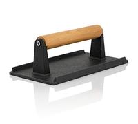 BBQ-TORO Presse à Hamburger en Fonte 1 kg | 21 x 11 cm | Poids de Viande pour Burgers avec poignée en Bois, Presse à Burger et Steak, Moule à Viande