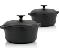 BBQ-Toro Set Cocotte en fonte | 2,7 litres et 4 litres | rond | Cocotte avec couvercle