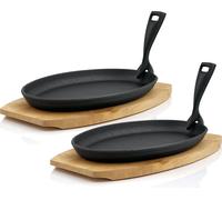 BBQ-Toro Set de 2 poêles à servir en fonte | 27 x 18 cm | blanc