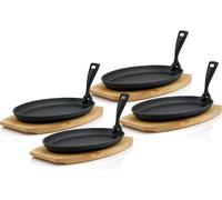 BBQ-Toro Set de 4 poêles à servir en fonte | 27 x 18 cm | blanc