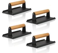BBQ-Toro Set de 4 poids à viande en fonte | 1 kg de poids pour barbecue avec poignée en bois