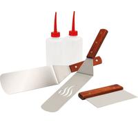 BBQ-Toro Set de 5 accessoires en acier inoxydable pour plancha, Set pour plancha avec spatule