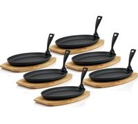 BBQ-Toro Set de 6 poêles à servir en fonte | 27 x 18 cm | blanc