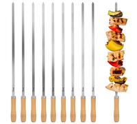 BBQ-Toro Set de brochettes en acier inoxydable avec poignée en bois (10 pièces) | 54 cm | Brochettes pour shish kebab, brochettes à viande | Accessoires pour barbecue, pour tourne-broche