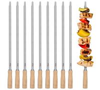BBQ-Toro Set de brochettes en acier inoxydable avec poignée en bois (10 pièces) | 56 cm | Pour Rodizio Churrasco, brochettes à viande, shish kebab | Accessoires pour barbecue, pour tourne-broche