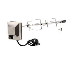BBQ-Toro Set de brochettes pour grill 100 cm | comprenant 4 aiguilles à viande et un moteur en acier inoxydable, 220V - 240V | brochette rotative électrique, rôtissoire, brochette universelle