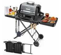 BBQMall Chariot de table portable d'extérieur pour barbecue Ninja Woodfire (série OG701 OG850 OG951), grand espace de 129,5 cm, table de camping pliante pour four à pizza Blackstone Griddle/Onni, 2