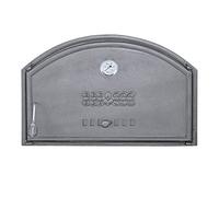 BBQrolling Porte de four à pizza Premium 700 x 460 cm - Porte de four en fonte + thermomètre - Porte ouverte - Porte de pain / droite /