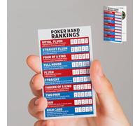 BBRGIRL Lot de 4 cartes de classement main de poker, règles de poker, cartes de triche pour débutants et professionnels, guide de classement des mains de poker pour référence rapide
