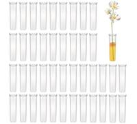 Bbtcxjs Lot de 42 tubes à essai en plastique réutilisables avec couvercle, fioles transparentes pour garder les plantes et les fleurs fraîches, arrangement floral (7,5 x 1,59 cm)