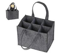 Bbtcxjs Porte-bouteilles en feutre pour 6 bouteilles, style simple, panier pliable, gris