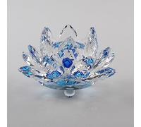 BBTISG Bougeoir en Forme de Fleur de Lotus en Cristal, coloré en Forme de Fleur de Lotus en Cristal Bougeoir Transparent pour Bougies Chauffe-Plat Décoration d'intérieur ou de Mariage (Bleu)