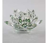 BBTISG Bougeoir en Forme de Fleur de Lotus en Cristal, Forme de Fleur de Lotus en Cristal Bougeoir Transparent pour Bougies Chauffe Plat Décoration D'intérieur ou de Mariage (Vert)