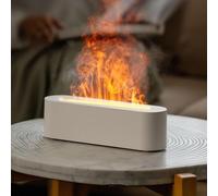 BBTISG Diffuseur D'huiles Essentielles de Flamme, Diffuseur d'air avec Lumières de Flamme Humidificateur d'air pour la Maison la Chambre Bureau Minuterie et Arrêt Automatique sans Eau (Blanc)