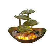 BBTISG Fontaine à eau d'intérieur de table, fontaine à eau d'intérieur avec lumières à 4 niveaux, petite fontaine en forme de feuille de lotus, 25,4 cm de haut, petite fontaine de bureau pour