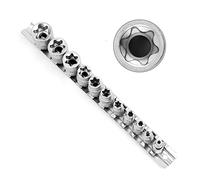 BBTISG Lot De 11 Douilles Torx Avec Rail En MéTal, E4 - E20 Jeu De Douilles Torx Externes Sur Rail 1/4" et 3/8"