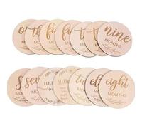 BBTISG Lot de 14 panneaux d'annonce de bébé ronds en bois pour nouveau-né, panneau d'annonce de bébé, plaque Hello World pour hôpital, accessoire photo, fête prénatale, crèche