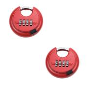 BBTISG Lot de 2 Cadenas à Disque, 70mm Cadenas à Combinaison à Code à 4 Chiffres en Alliage de Zinc Résistant aux Intempéries pour Portail, Abri de Jardin, Garage, Casier (rouge)