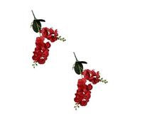 BBTISG Lot De 2 Fleurs D'OrchidéE Artificielle, OrchidéE Papillon Fleur Artificielle 12 TêTes à 2 Fourchettes OrchidéE Papillon Artificielle pour Centres De Table, Salon (Rouge)