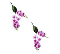 BBTISG Lot De 2 Fleurs D'OrchidéE Artificielle, OrchidéE Papillon Fleur Artificielle 12 TêTes à 2 Fourchettes OrchidéE Papillon Artificielle pour Centres De Table, Salon (Blanc Violet)