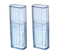 BBTISG Lot De 2 Rangement Coton Tige, Boîte De Rangement Transparente Mini Boite À Coton Tige De Voyage Pour Cotons-tiges Et Tampons De Coton, Maquillage Cosmétiques (bleu)