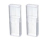 BBTISG Lot de 2 Rangement Coton Tige, Boîte de rangement transparente Mini Boite à Coton Tige de Voyage pour Cotons-tiges et Tampons de Coton, Maquillage Cosmétiques (blanc)