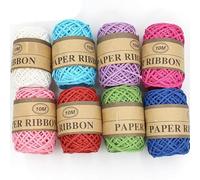 BBTISG Lot de 24 Rouleaux de Ficelle en Papier Raphia Naturel, Multicolore Raphia pour L'artisanat Ruban de Papier Raphia pour Fabrication Sacs de Plage, Décorations D'emballages Cadeaux