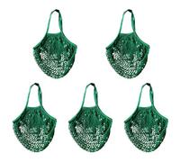 BBTISG Lot de 5 sacs à provisions réutilisables en maille de coton avec poignées pour le rangement de fruits et légumes, Vert, sacs en corde de coton maille