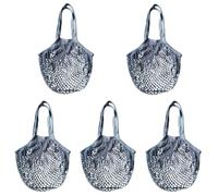 BBTISG Lot de 5 sacs à provisions réutilisables en maille de coton avec poignées pour le rangement de fruits et légumes, bleu, sacs en corde de coton maille