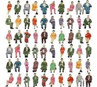 BBTISG Lot de 50 figurines peintes toutes assises à l'échelle 1:87, passager, échelle HO, personne, train, rue, personnes, décoration de bureau, figurines