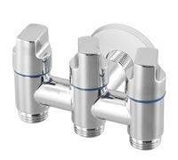 BBTISG Vanne D'angle à 3 Voies, Vanne D'angle de Sortie 1 Entrée 3 Voies Multifonction pour Salle de Bain, Toilettes (Argenté)