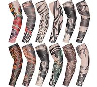 BBTO 12 Manchons Bras de Tatouage Faux Protection Solaire, Motif de Lignes