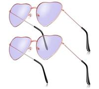 BBTO 2 Lunettes en Forme de Coeur Lunettes de Soleil Hippie Lunettes Rétro des Années 70 pour Femme (Violet)