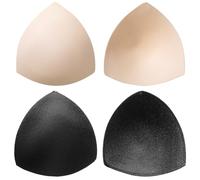 BBTO 2 Paires Coussinets de Soutien-Gorge Amovibles Respirants Inserts de Soutien-Gorge de Triangle (Noir, Beige, 15 x 14.5 cm)