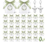 BBTO 36 Pièces Boîtes à Dragées pour Mariage avec Ruban Pendentif d'ange Gardien Contenant Dragées Communion Boîtes Cadeaux Baptême Confirmation Fiançailles Anniversaire pour Merci Invités