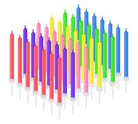 BBTO 36 Pièces Bougies de Gâteau d'anniversaire avec Flammes Colorées Bougies Colorées Arc-en-Ciel avec Supports pour Décoration de Gâteau d'anniversaire