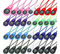 BBTO 36 Pièces Mini Boussole de Survie Multicolore Boussole de Poche de Randonnée Camping Extérieure Mini Boussole Remplie de Liquide sur Cordon pour Kits de Survie d'urgence Bracelet