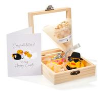 BBTO 5 Pièces Ensemble de Canards en Caoutchouc pour Mariés Cadeau de Mariage Original Canard de Bain pour les Mariés Bouquet de Gypsophile Coffret Cadeau Cartes de Vœux(Romantique)