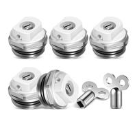 BBTO 5 Vannes de Purge de Radiateur avec 2 Clés de Purge pour Radiateur Soupape de Ventilation de Radiateur de 1/2 Pouce Vanne d'Aération de Chauffage Manuelle en Laiton Nickelé Buse d'Échappement