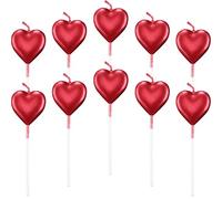 BBTO Bougies métalliques en Forme de cœur pour gâteaux, Cupcakes, Bougies, Bougies, Dessert pour Anniversaire, Mariage, Saint-Valentin, fête Rouge